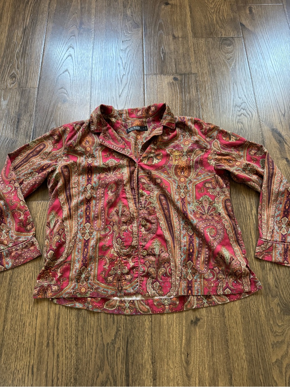 Ralph Lauren Lauren Multicolor Red Paisley Button-Front Shirt